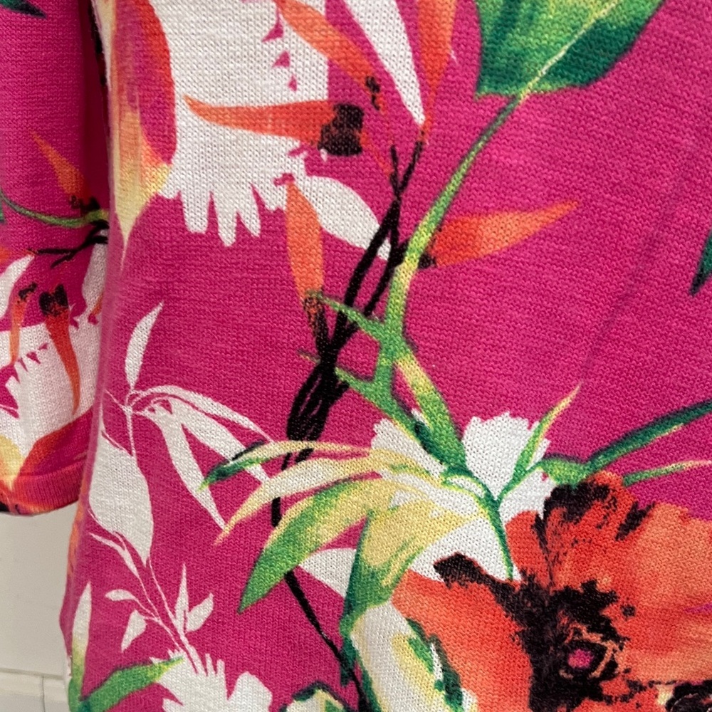 Chicos Pink Tropical Floral Knit Top M - Picture 3 of 8